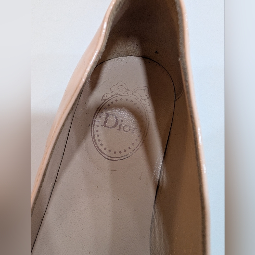 Dior Girls Pink Patent Flats with Logo Ribbon Sz 13 - Picture 6 of 6